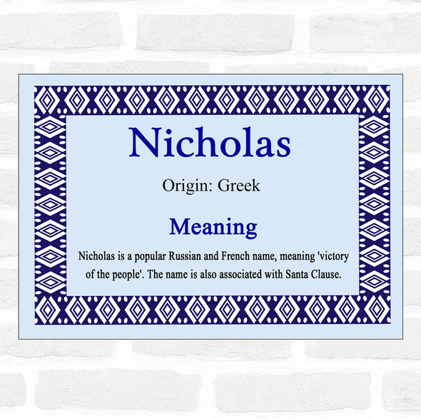 Nicholas Name Meaning Blue Certificate