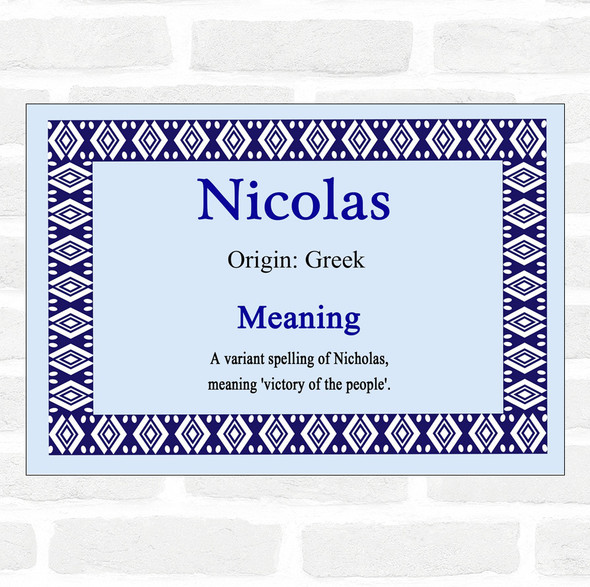 Nicolas Name Meaning Blue Certificate