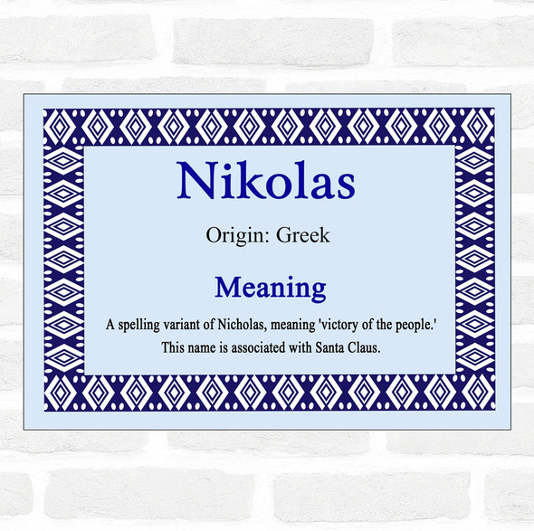 Nikolas Name Meaning Blue Certificate