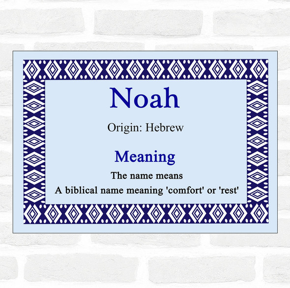 Noah Name Meaning Blue Certificate