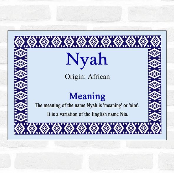 Nyah Name Meaning Blue Certificate