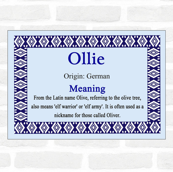 Ollie Name Meaning Blue Certificate