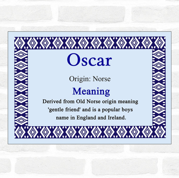 Oscar Name Meaning Blue Certificate