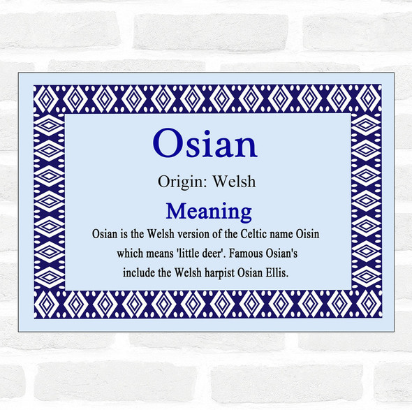 Osian Name Meaning Blue Certificate