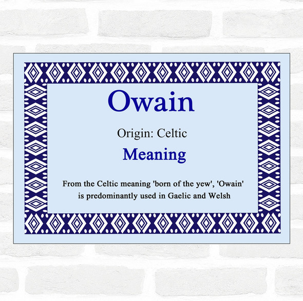 Owain Name Meaning Blue Certificate