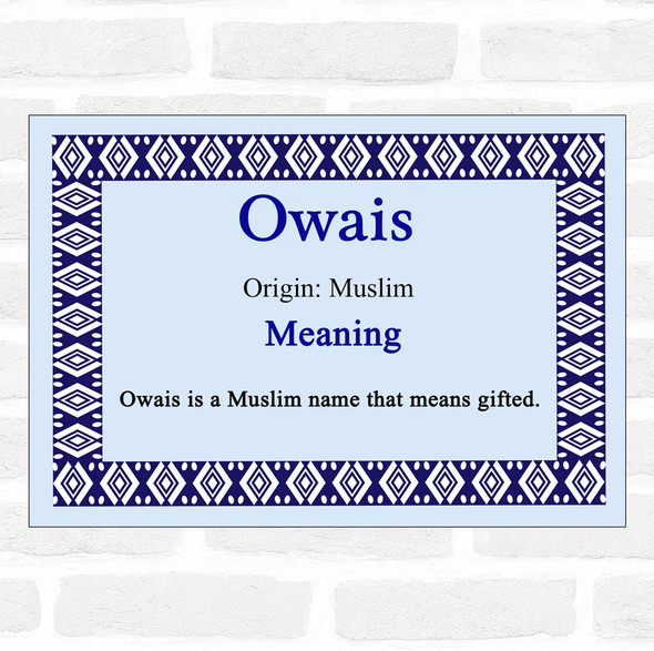 Owais Name Meaning Blue Certificate