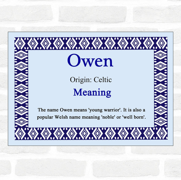 Owen Name Meaning Blue Certificate