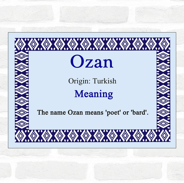 Ozan Name Meaning Blue Certificate