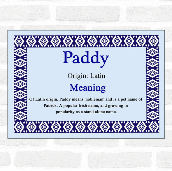 Paddy Name Meaning Blue Certificate