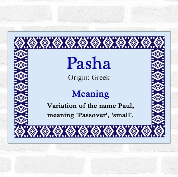 Pasha Name Meaning Blue Certificate
