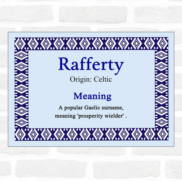 Rafferty Name Meaning Blue Certificate