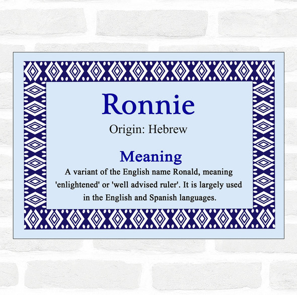 Ronnie Name Meaning Blue Certificate