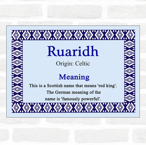 Ruaridh Name Meaning Blue Certificate