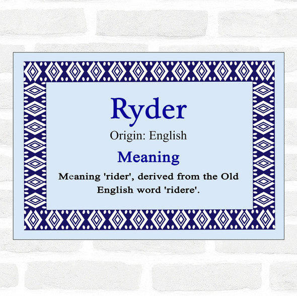 Ryder Name Meaning Blue Certificate