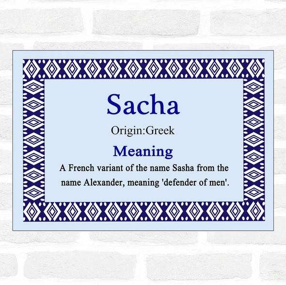 Sacha Name Meaning Blue Certificate