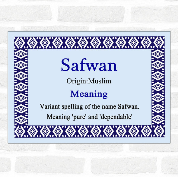 Safwan Name Meaning Blue Certificate