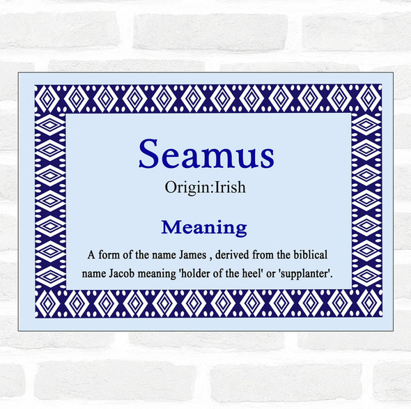 Seamus Name Meaning Blue Certificate