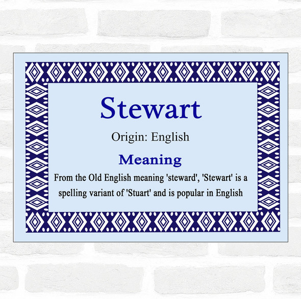 Stewart Name Meaning Blue Certificate