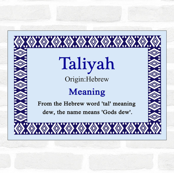 Taliyah Name Meaning Blue Certificate