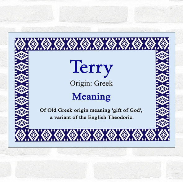 Terry Name Meaning Blue Certificate