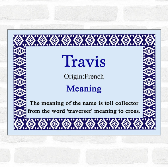 Travis Name Meaning Blue Certificate