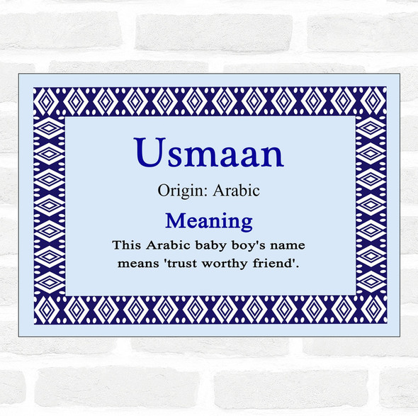 Usmaan Name Meaning Blue Certificate