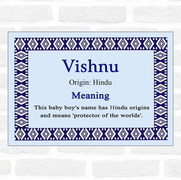 Vishnu Name Meaning Blue Certificate