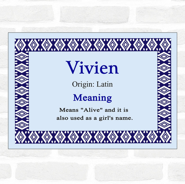 Vivien Name Meaning Blue Certificate