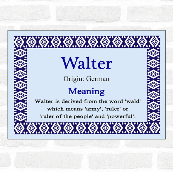 Walter Name Meaning Blue Certificate