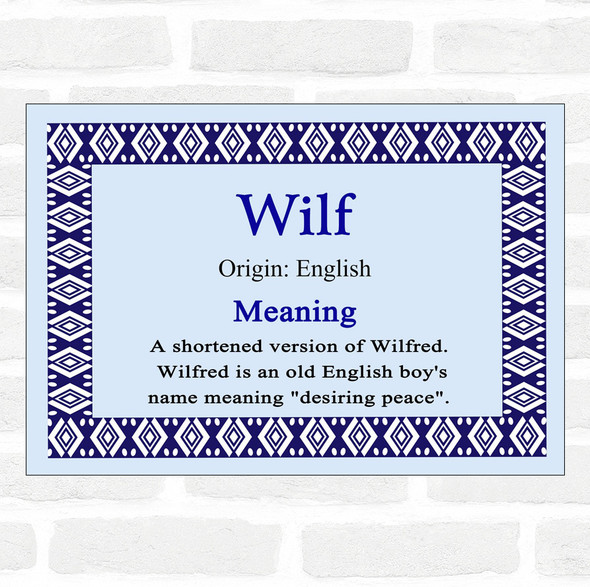Wilf Name Meaning Blue Certificate