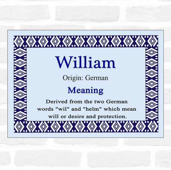 William Name Meaning Blue Certificate