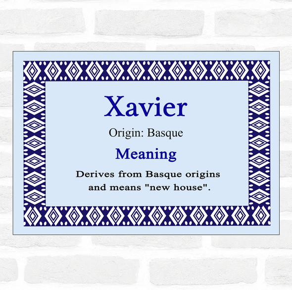 Xavier Name Meaning Blue Certificate