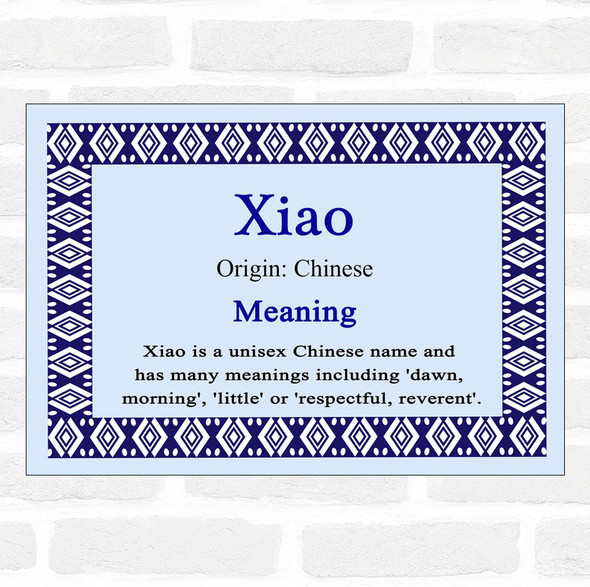 Xiao Name Meaning Blue Certificate