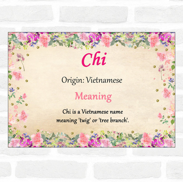 Chi Name Meaning Floral Certificate