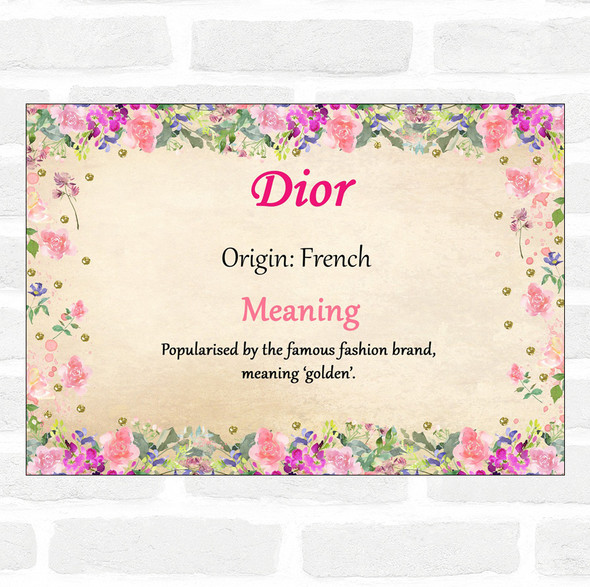 Dior Name Meaning Floral Certificate