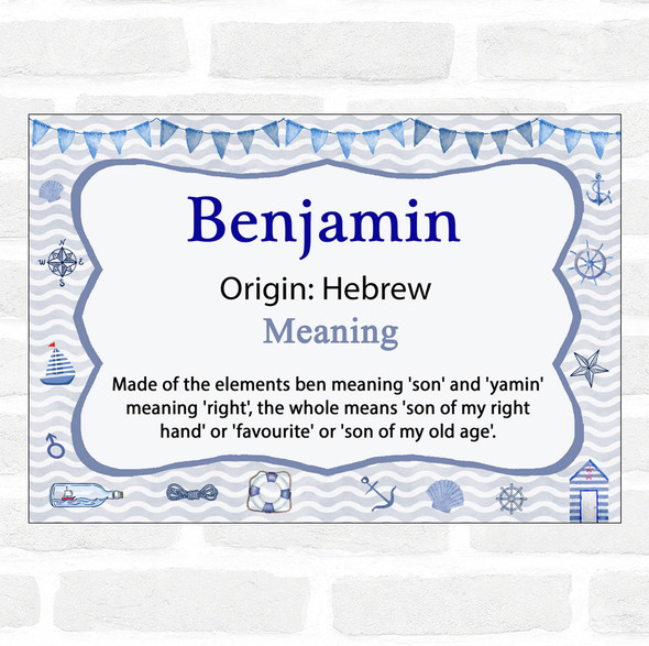 Benjamin Name Meaning Nautical Certificate