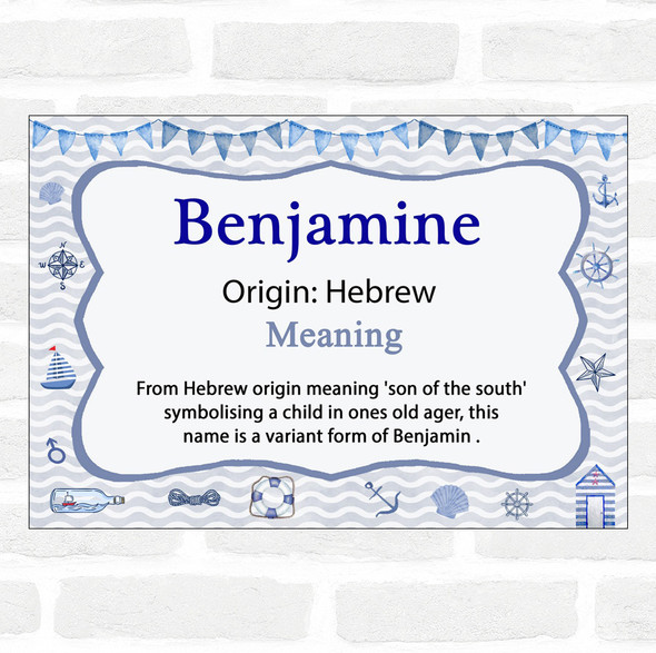 Benjamine Name Meaning Nautical Certificate