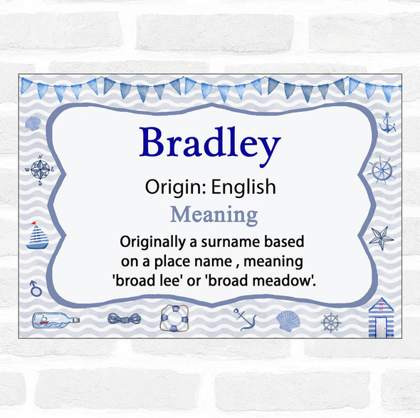 Bradley Name Meaning Nautical Certificate