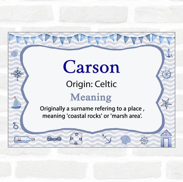 Carson Name Meaning Nautical Certificate