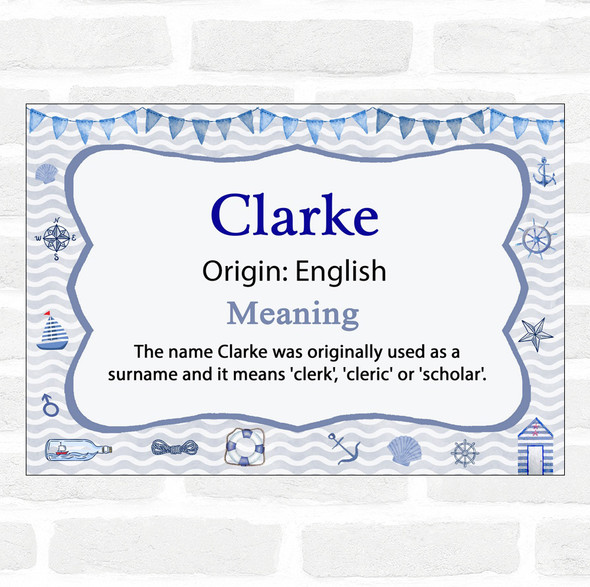 Clarke Name Meaning Nautical Certificate