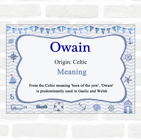 Owain Name Meaning Nautical Certificate