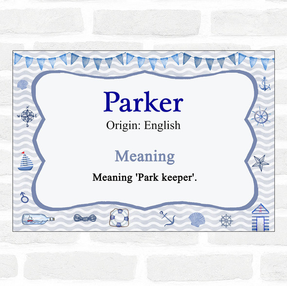 Parker Name Meaning Nautical Certificate