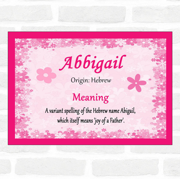 Abbigail Name Meaning Pink Certificate