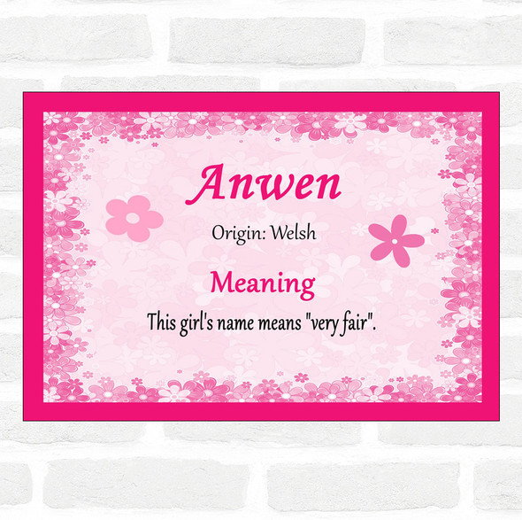 Anwen Name Meaning Pink Certificate