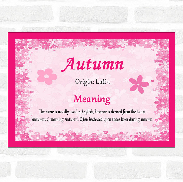 Autumn Name Meaning Pink Certificate