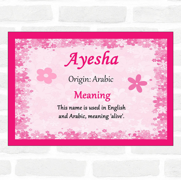 Ayesha Name Meaning Pink Certificate