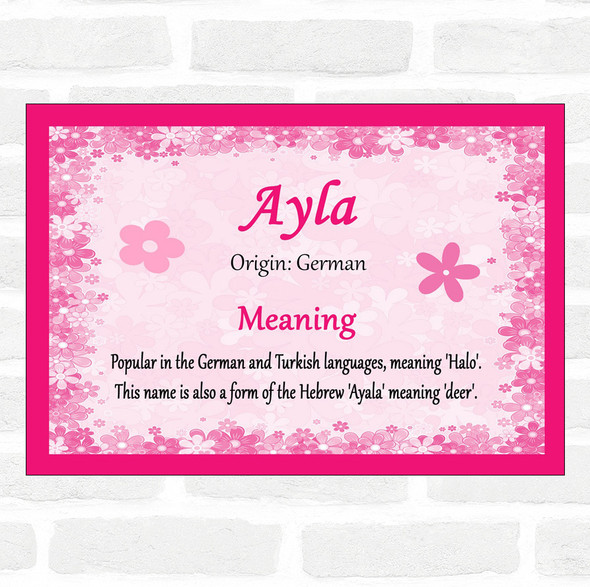 Ayla Name Meaning Pink Certificate
