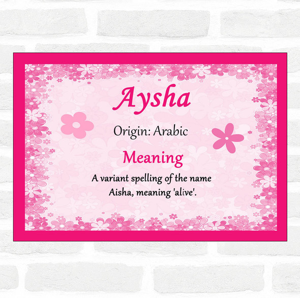 Aysha Name Meaning Pink Certificate