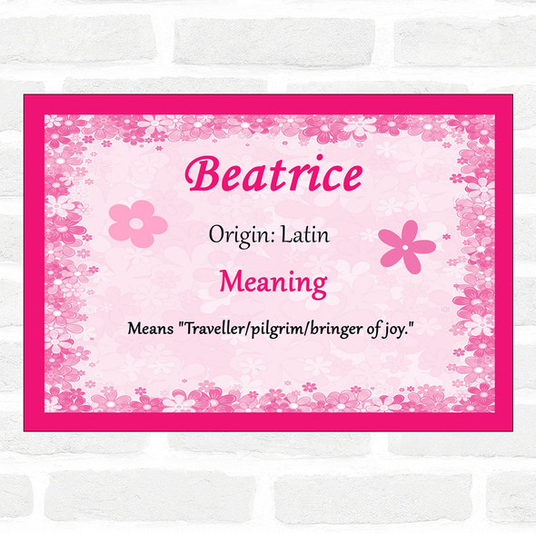 Beatrice Name Meaning Floral Certificate The Card Zoo