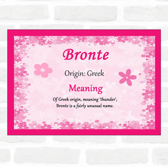 Bronte Name Meaning Pink Certificate